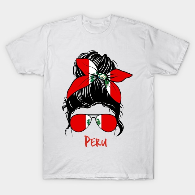 Peruvian Girl, Peruvian girlfriend, Peru Messy bun, Peruana T-Shirt by JayD World